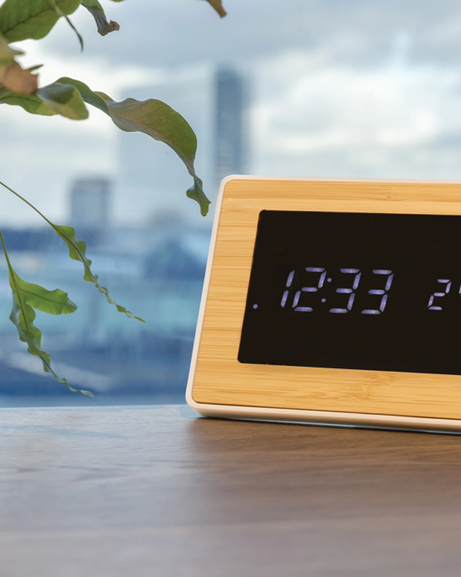 Promotional recycled bamboo LED clock - 5